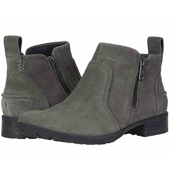 UGG Aureo Suede Side Zip Ankle Boots Olive Green Sz US 7.5/UK 5.5/UE 38.5 - Picture 1 of 13